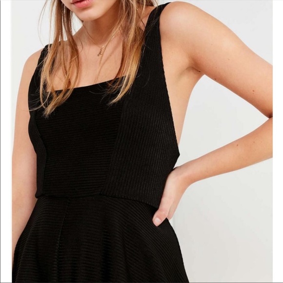 Urban Outfitters Pants - UO Black Squared Neck Ribbed Romper